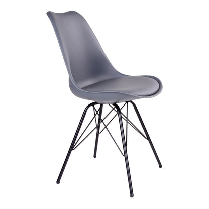 Oslo Dining Chair - spisebordstol, grå med svarte ben