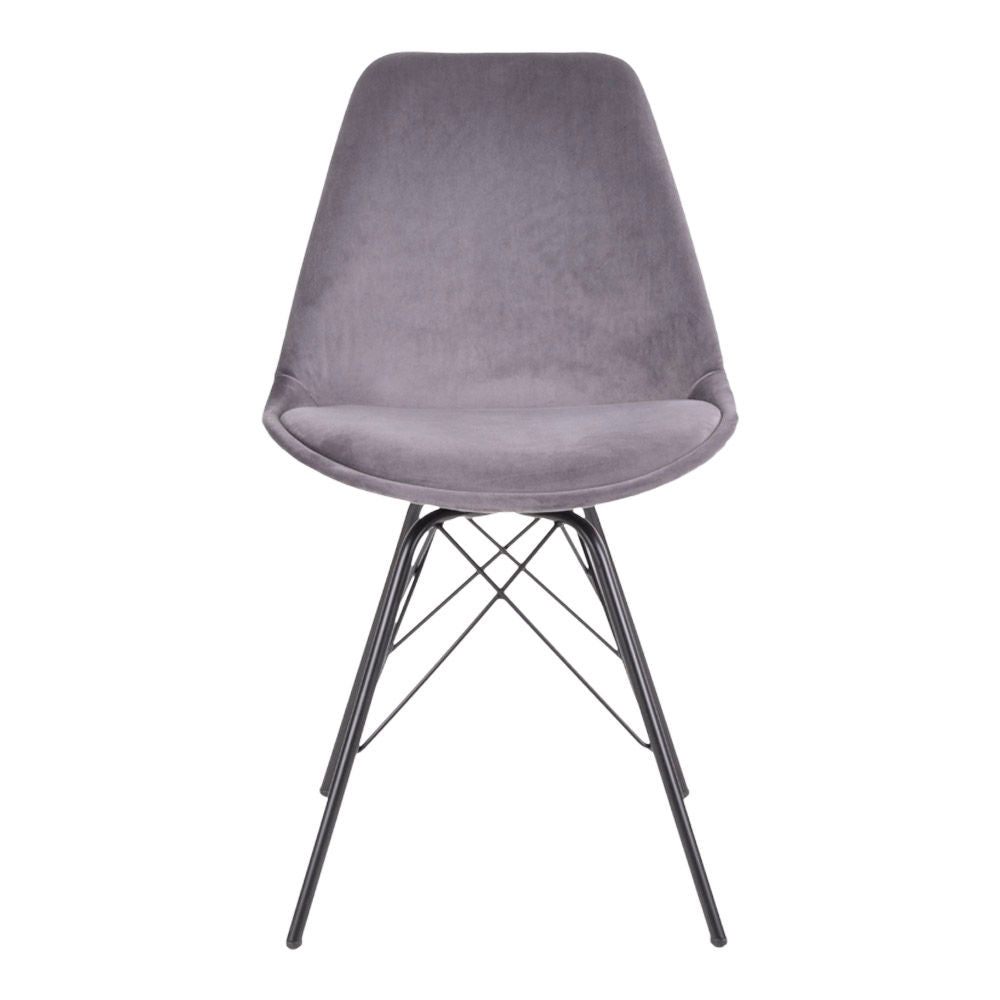 Oslo Dining Chair - Spisebordstol i velour, grå med svarte ben, HN1213