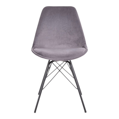 Oslo Dining Chair - Spisebordstol i velour, grå med svarte ben, HN1213