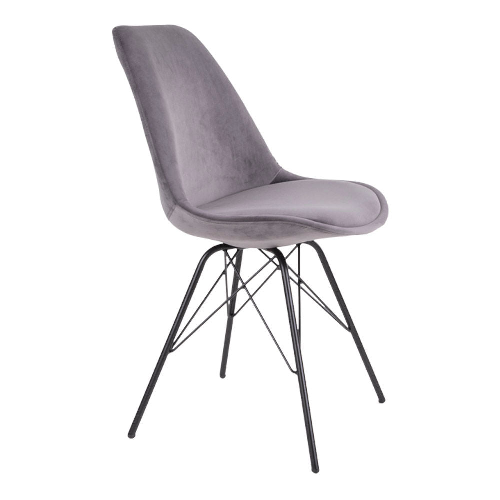 Oslo Dining Chair - Spisebordstol i velour, grå med svarte ben, HN1213