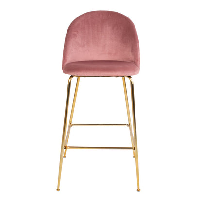 Lausanne Bar Chair - barkrakk i rosa velour med ben i messing Look HN1214 - 2 - PCS