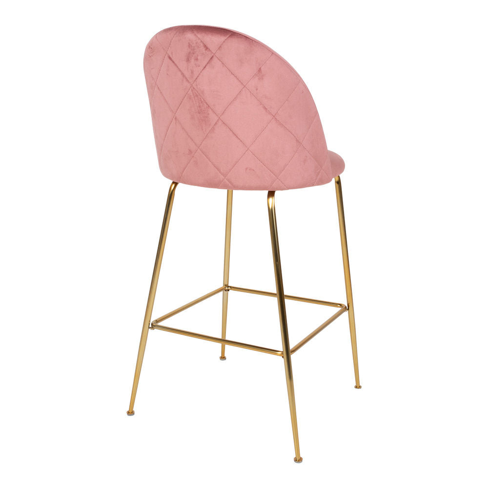 Lausanne Bar Chair - barkrakk i rosa velour med ben i messing Look HN1214 - 2 - PCS