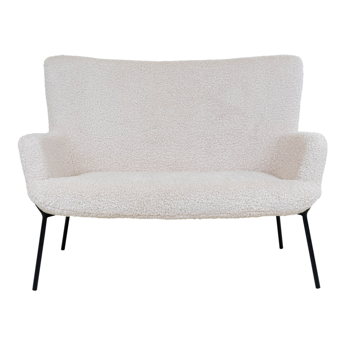 Glasgow sofa - 2 personsofa i kunstig lambeskin, hvit med svarte ben - 1 - PC -er