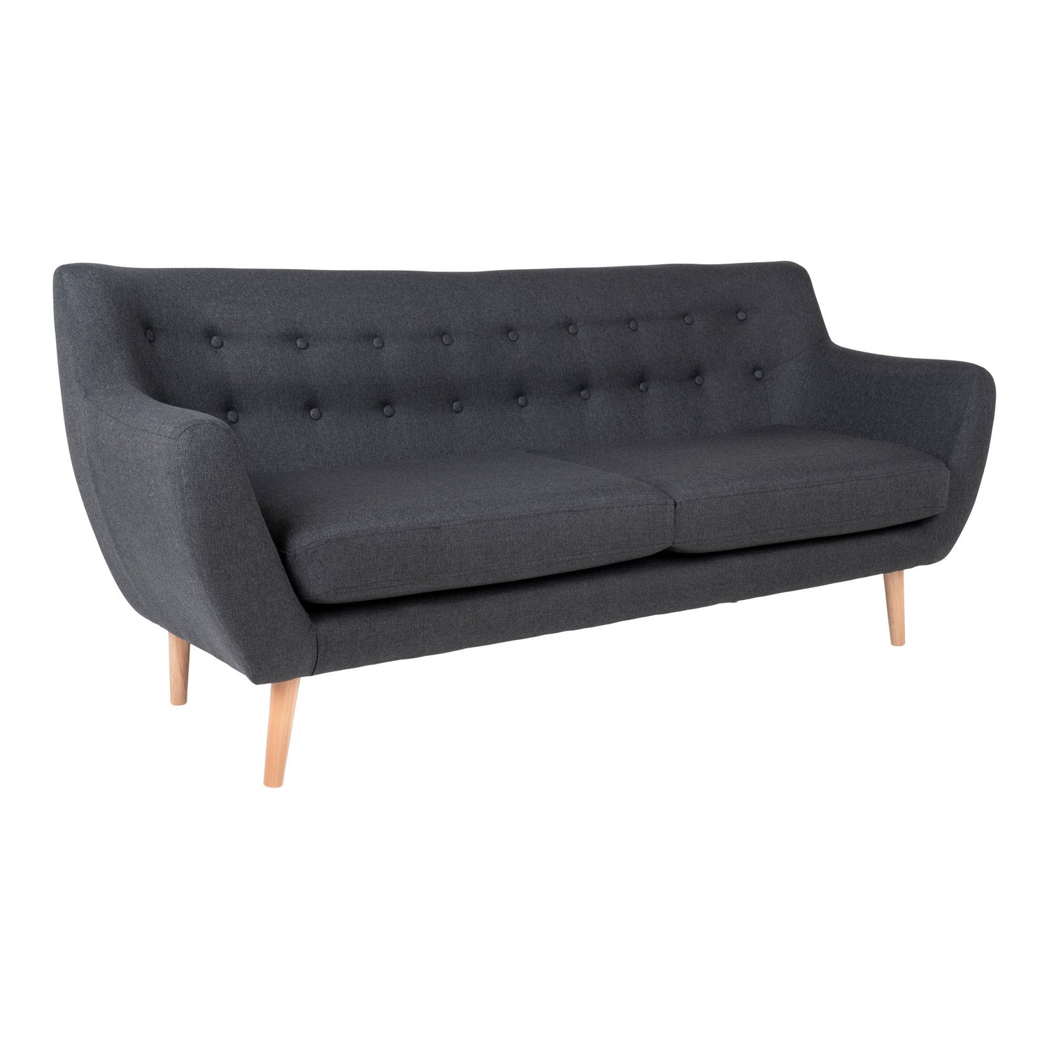 Monte 3 personsofa - 3 personsofa, mørk grå med natur treben, HN1002