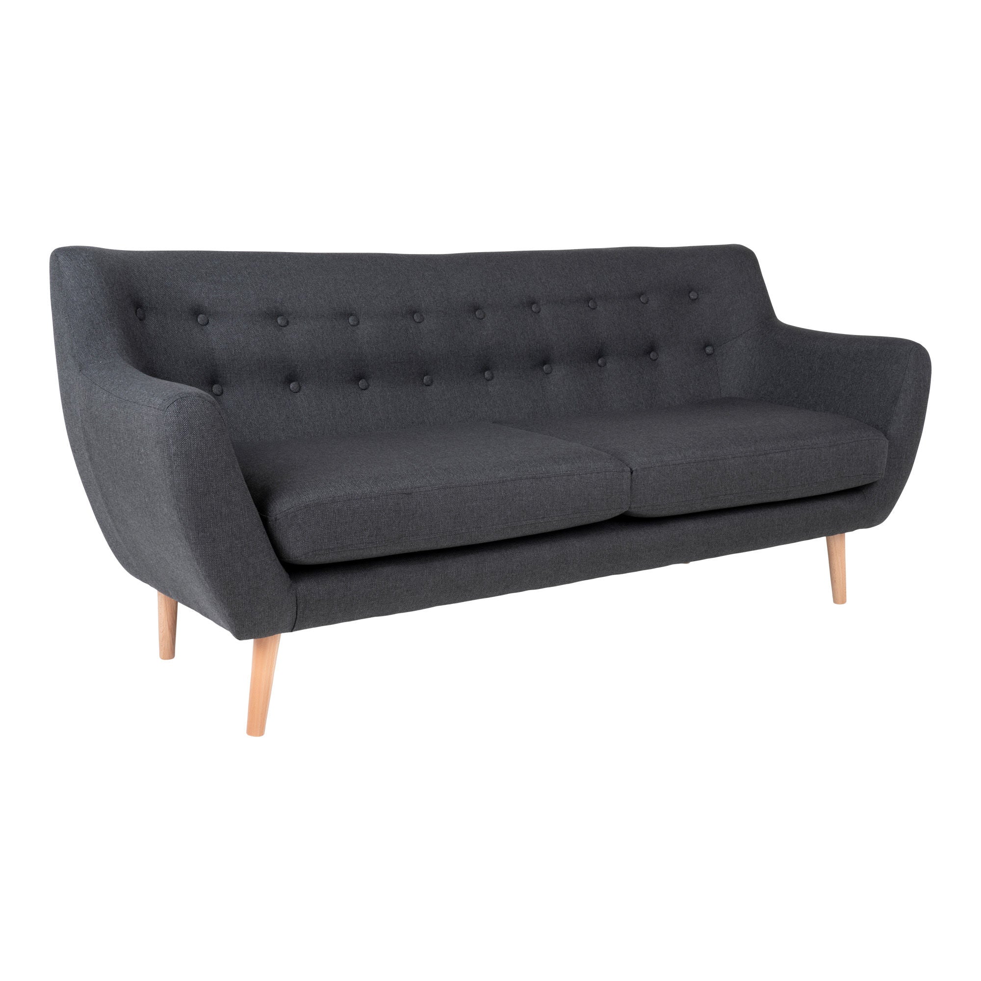 Monte 3 personsofa - 3 personsofa, mørk grå med natur treben, HN1002