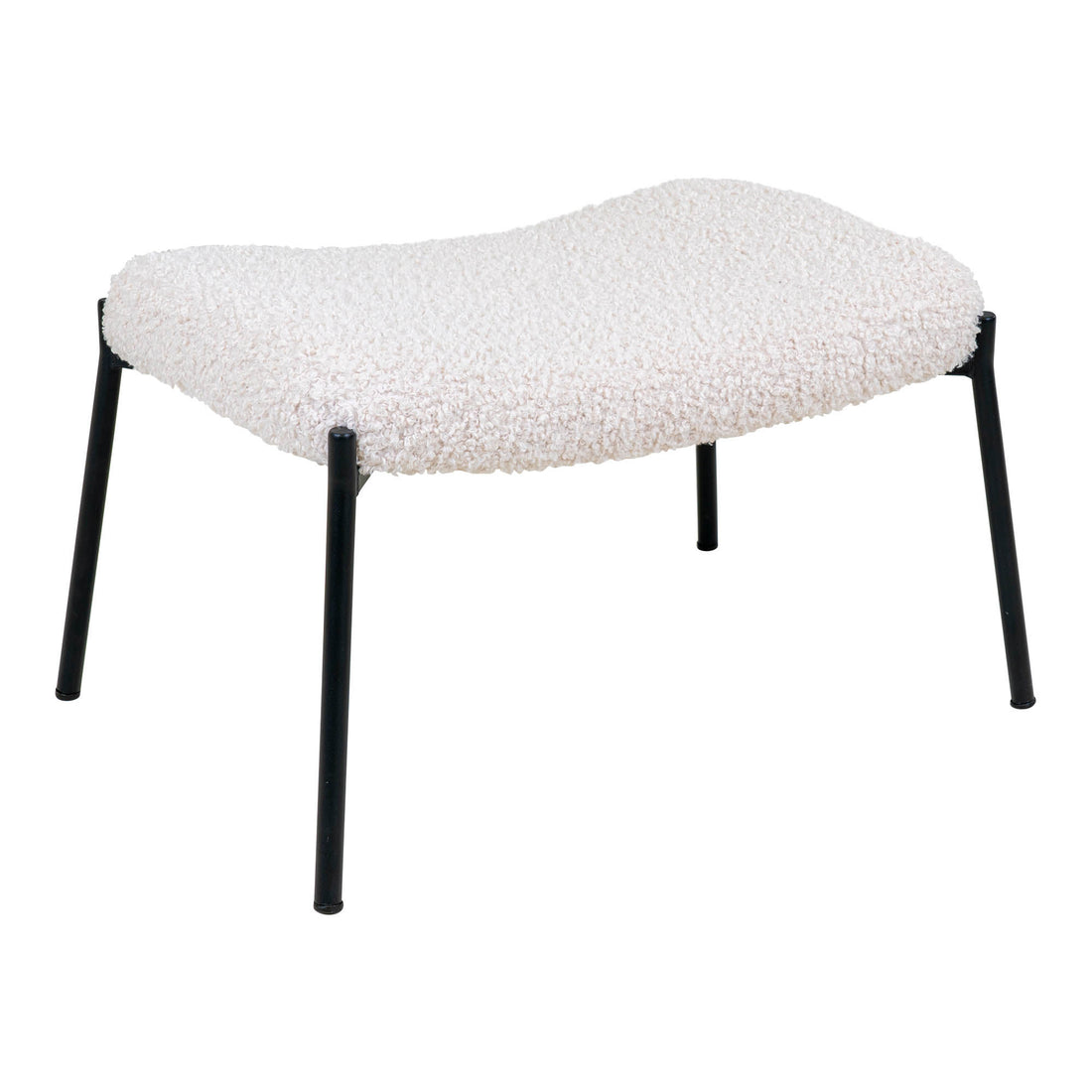 Glasgow Footstool - Footstool in White Artificial Lambskin with Black Ben - 1 - PCS