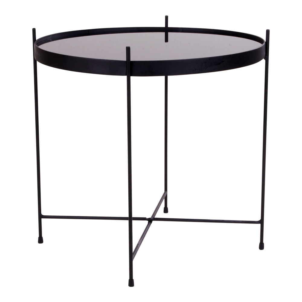 Venezia salongbord - hjørnebord i svart stål med glass Ø48XH48cm - 1 - PC -er