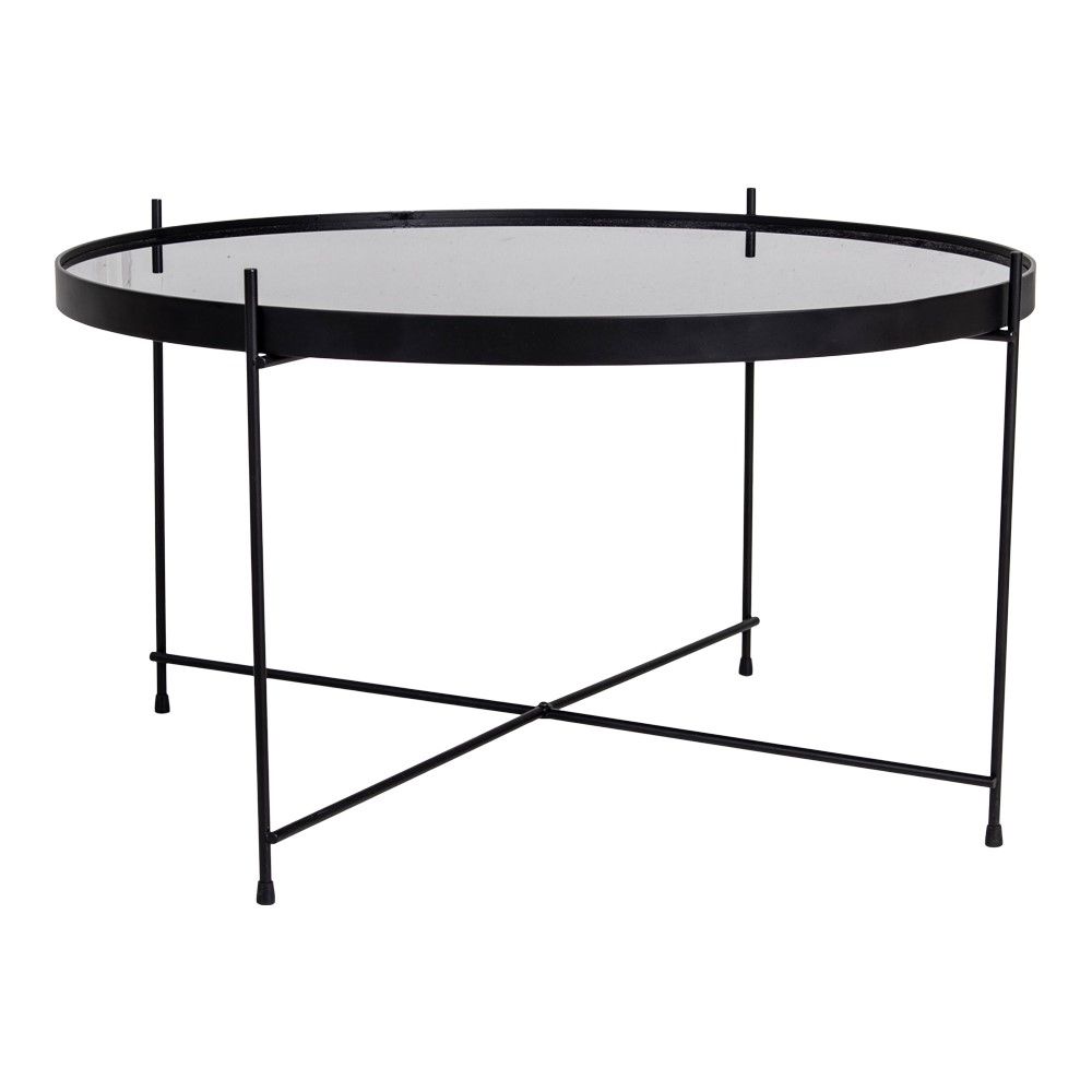 Venezia salongbord - hjørnebord i svart stål med glass Ø70XH40cm - 1 - PC -er