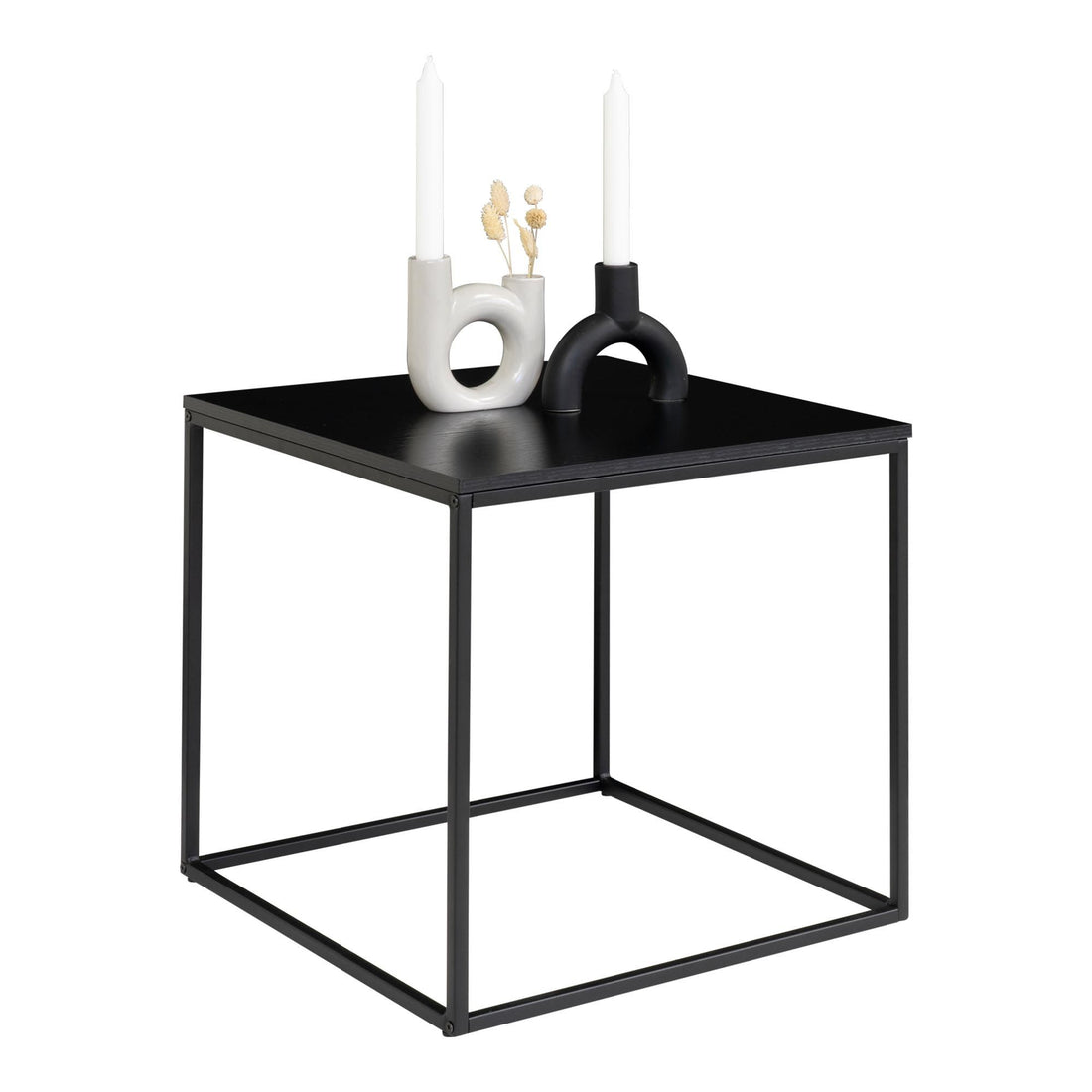 Vita hjørnebord - hjørnebord med svart ramme og svart benkeplate 45x45x45 cm - 1 - PC -er