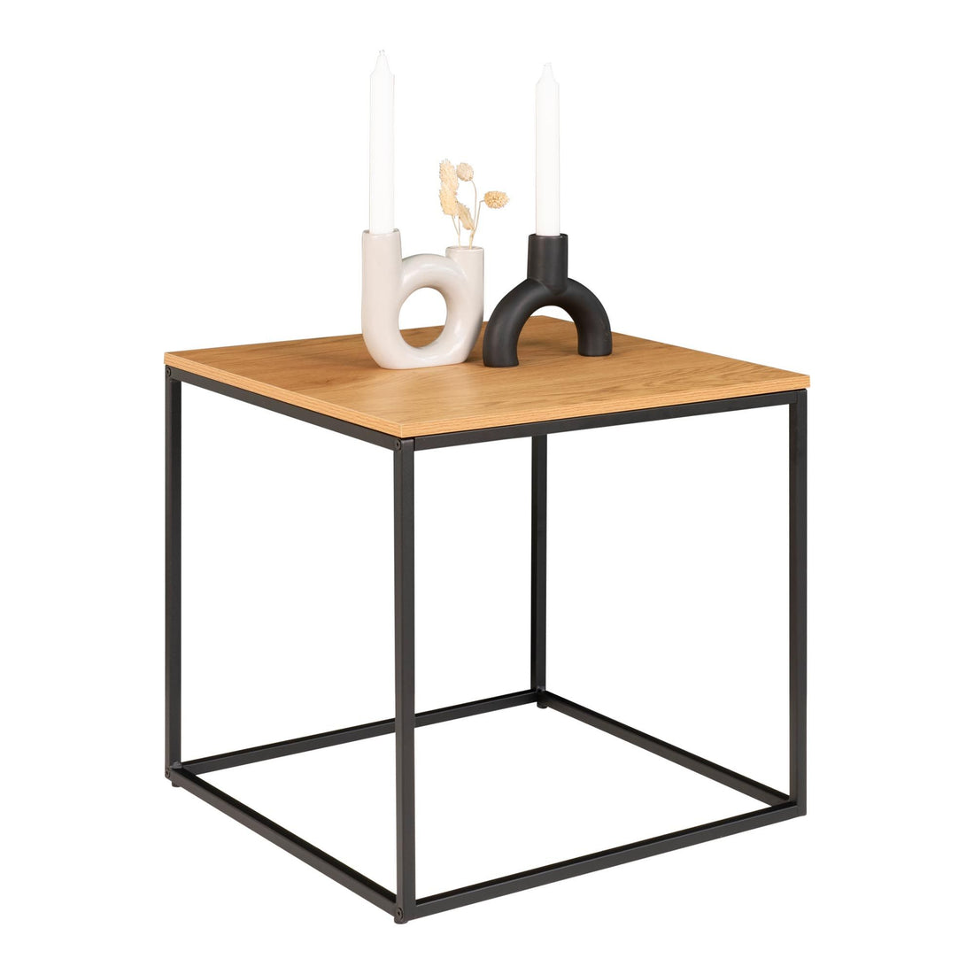 Vita hjørnebord - hjørnebord med svart ramme og eik Look Table Top 45x45x45 cm - 1 - PCS