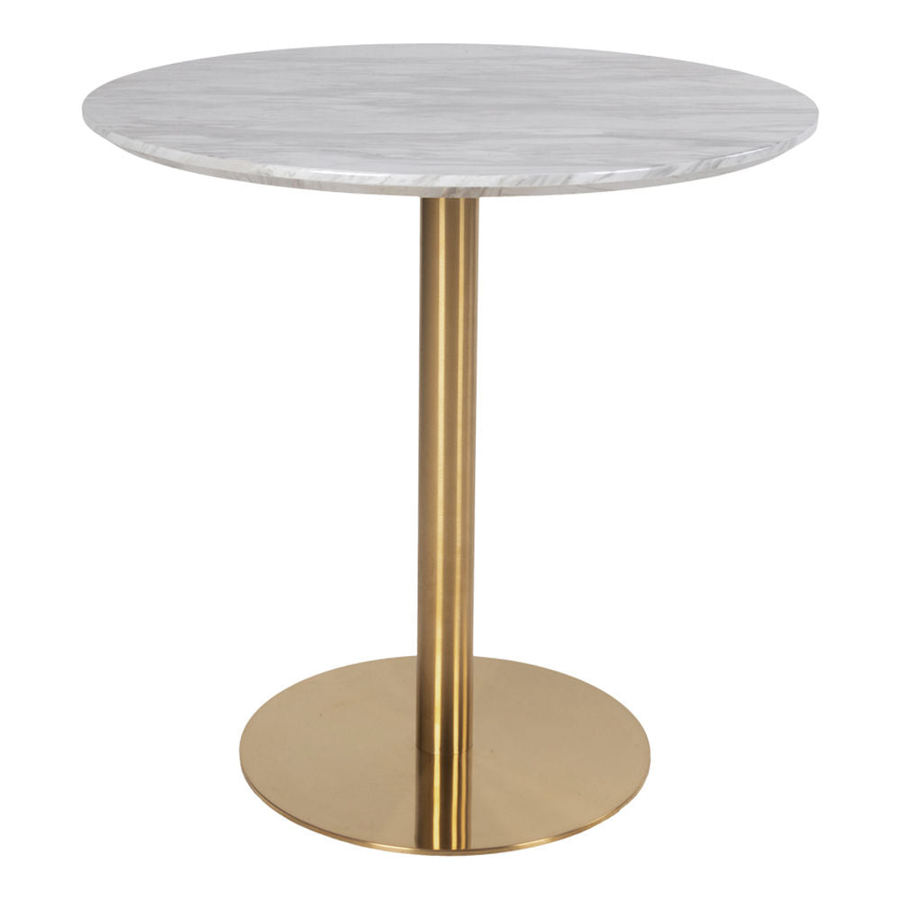 Bolzano spisebord - Spisebord med topp i marmorutseende og ben i messing Look Ø90x75cm - 1 - PC -er