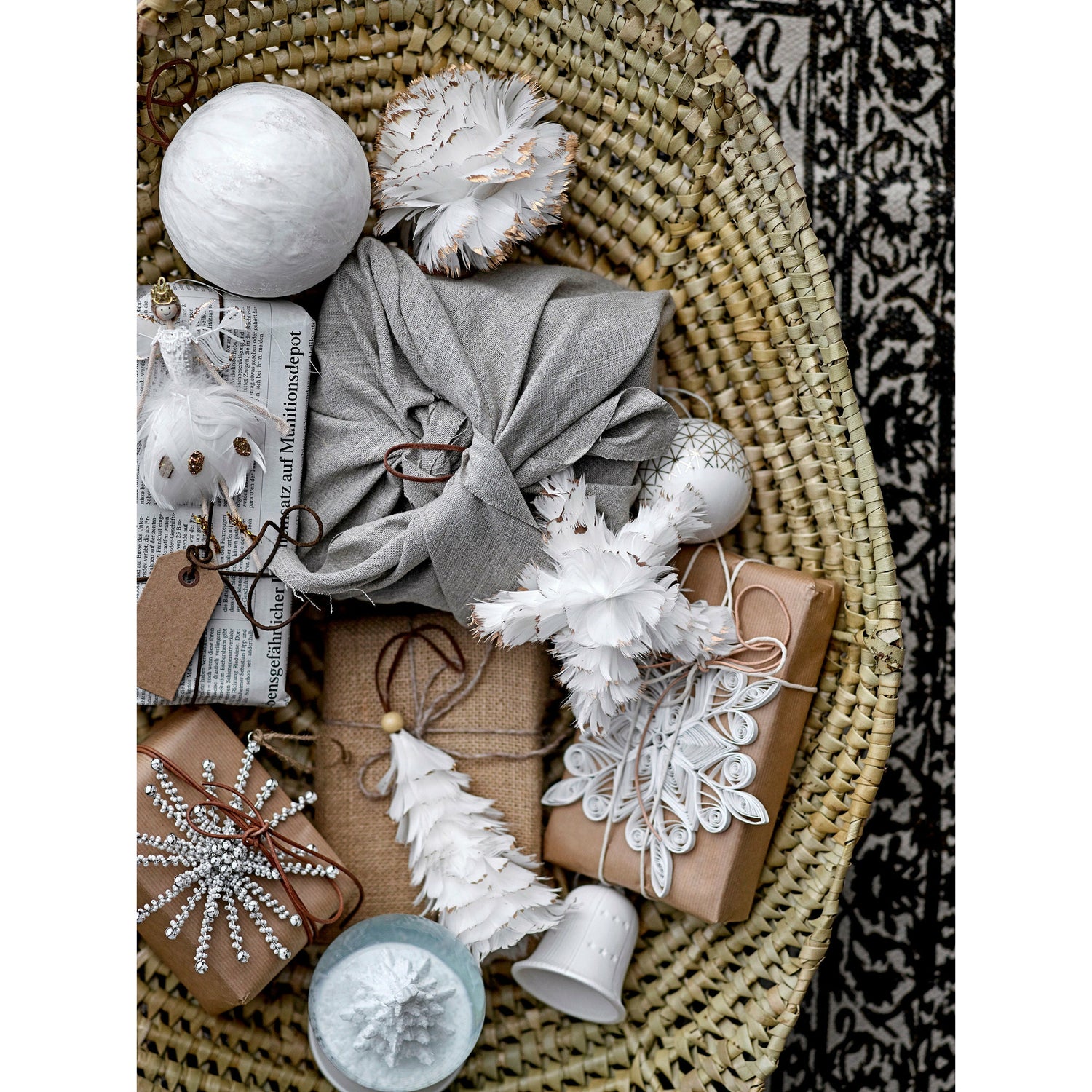 Bloomingville teppe, svart, bomull