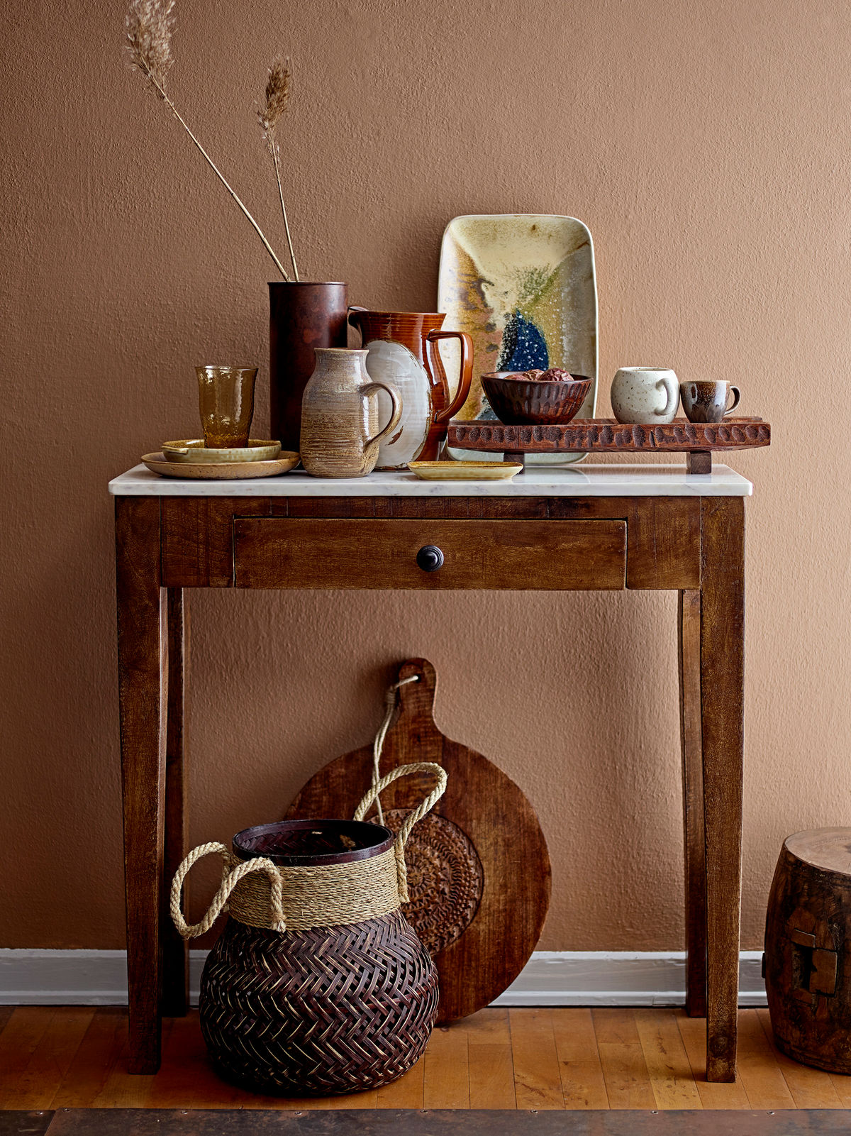 Creative Collection Hauge Side Table, Brown, Marble