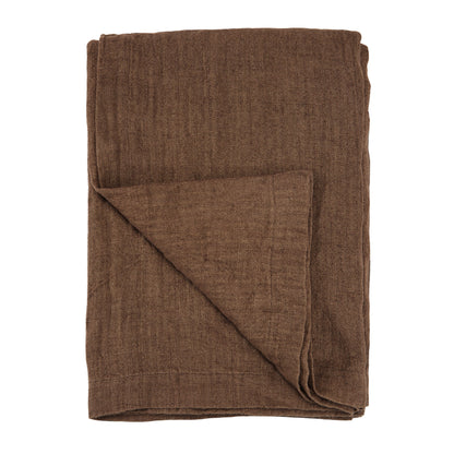 Cozy Living Luxury Rustikk sengeteppe i lin - EARTH*