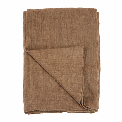 Cozy Living Luxury Rustikk sengeteppe i lin - EARTH*