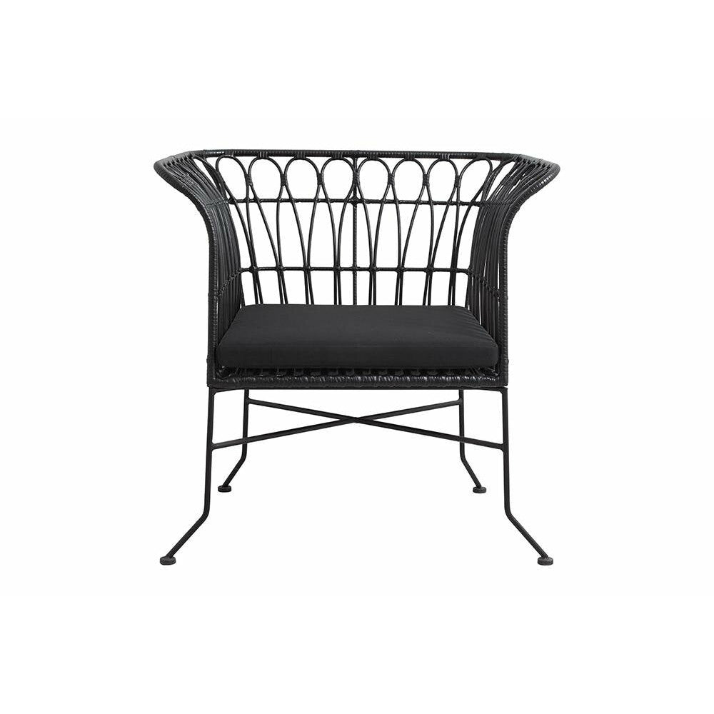 Nordal Alba Garden Chair i Polyrattan med armlen og pute - svart