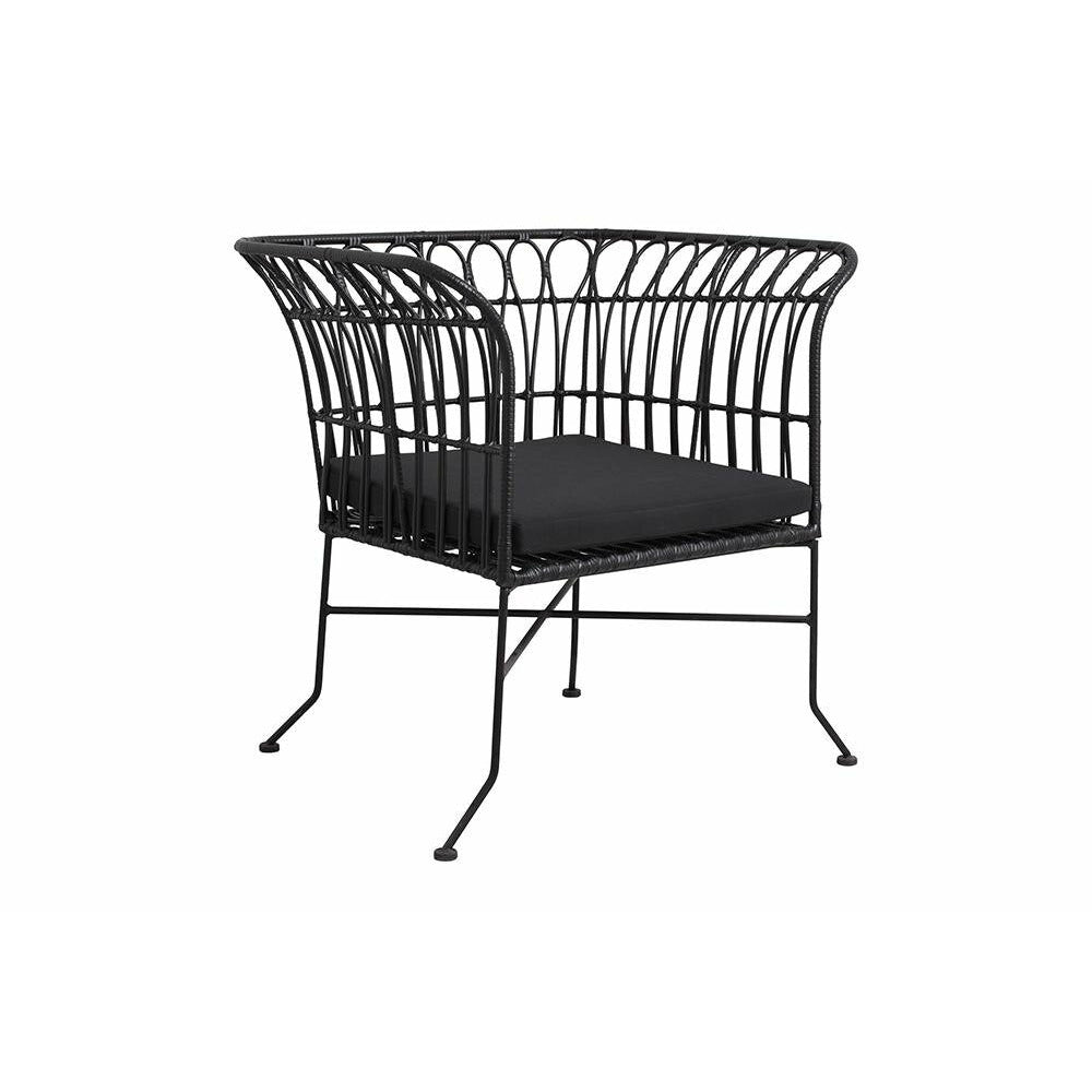 Nordal Alba Garden Chair i Polyrattan med armlen og pute - svart