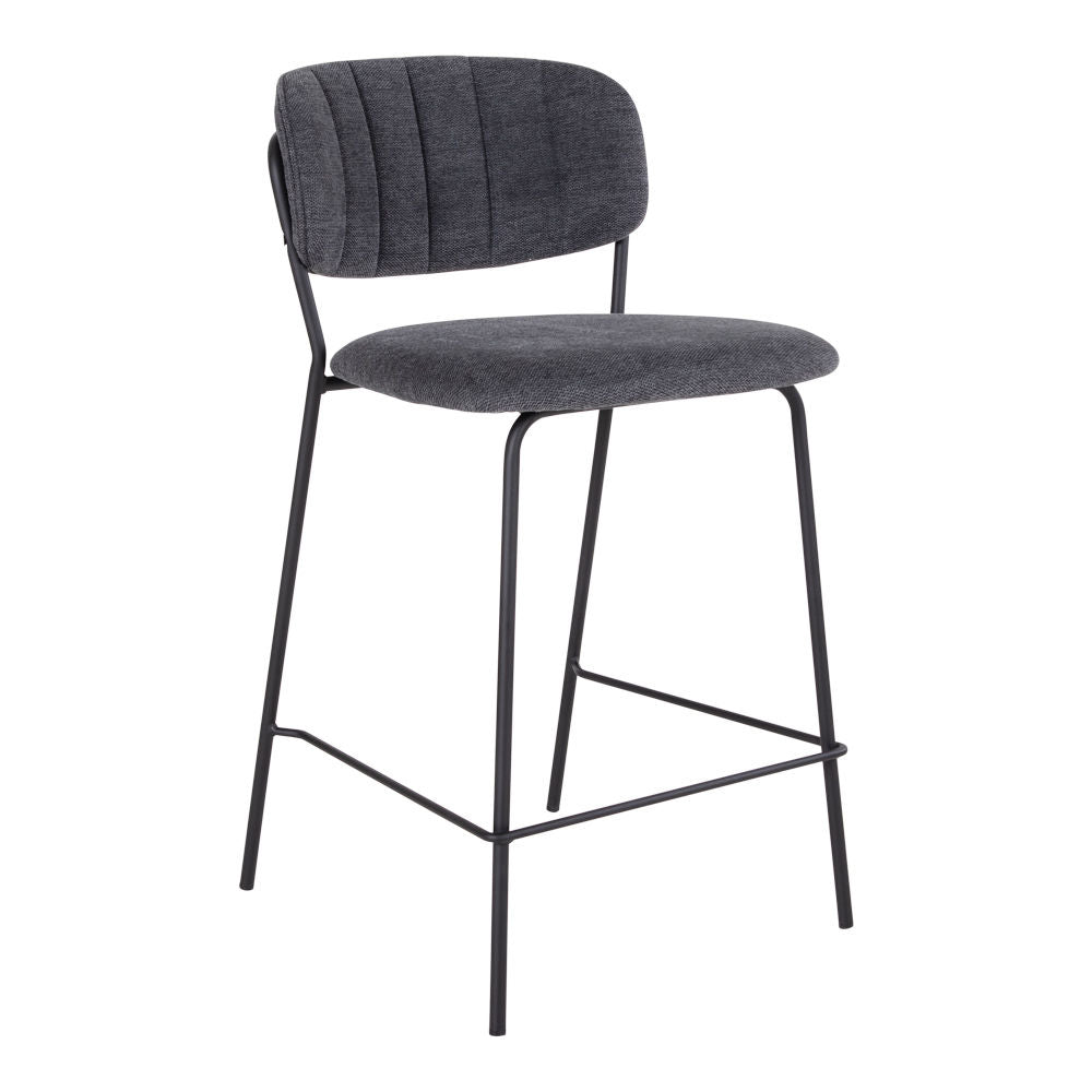 Alicante Counter Chair - Counter Chair in Dark Grey Fabric with Black Metal Legs HN1103 - 2 - PCS