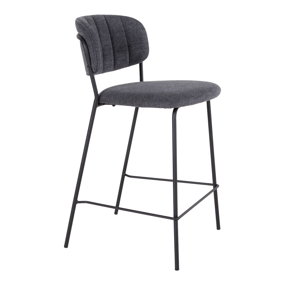Alicante Counter Chair - Counter Chair in Dark Grey Fabric with Black Metal Legs HN1103 - 2 - PCS