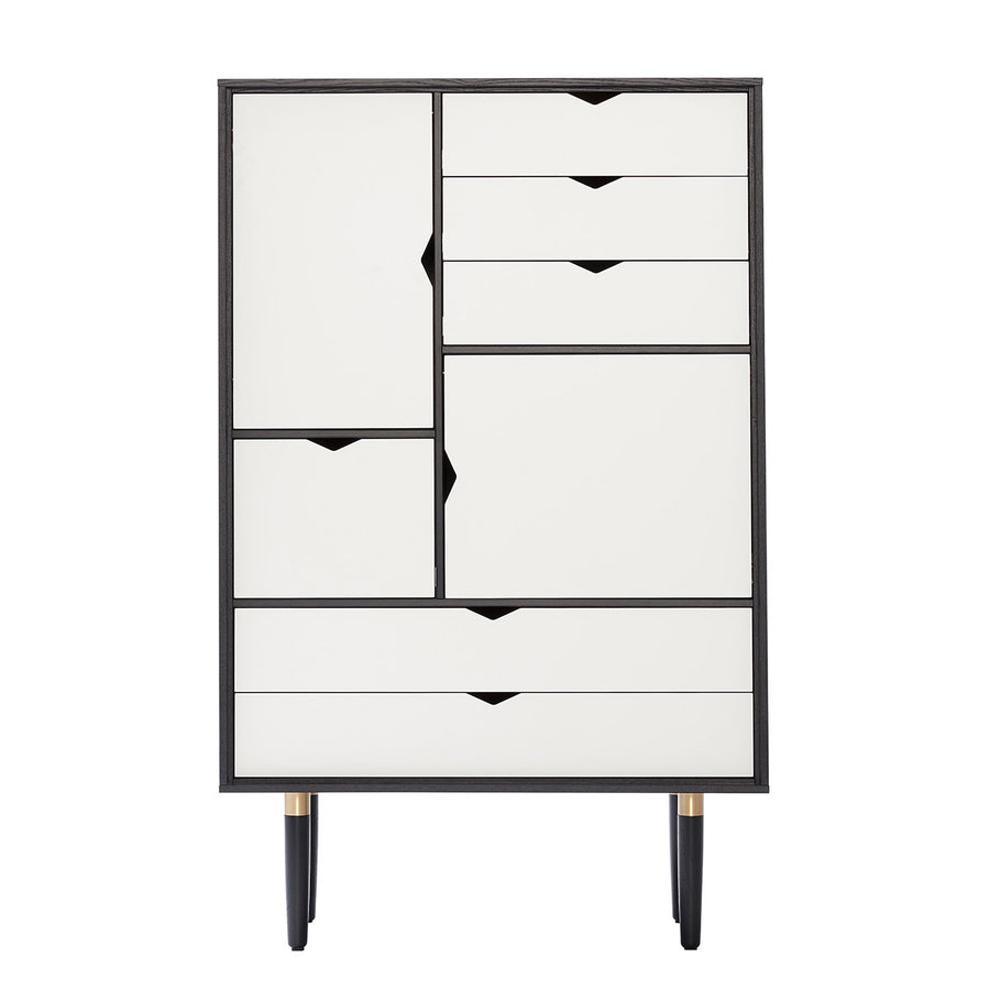 Andersen Furniture S5 opbevaringsmøbel i sort med hvid front - B83xD43xH132 cm - DesignGaragen.dk.