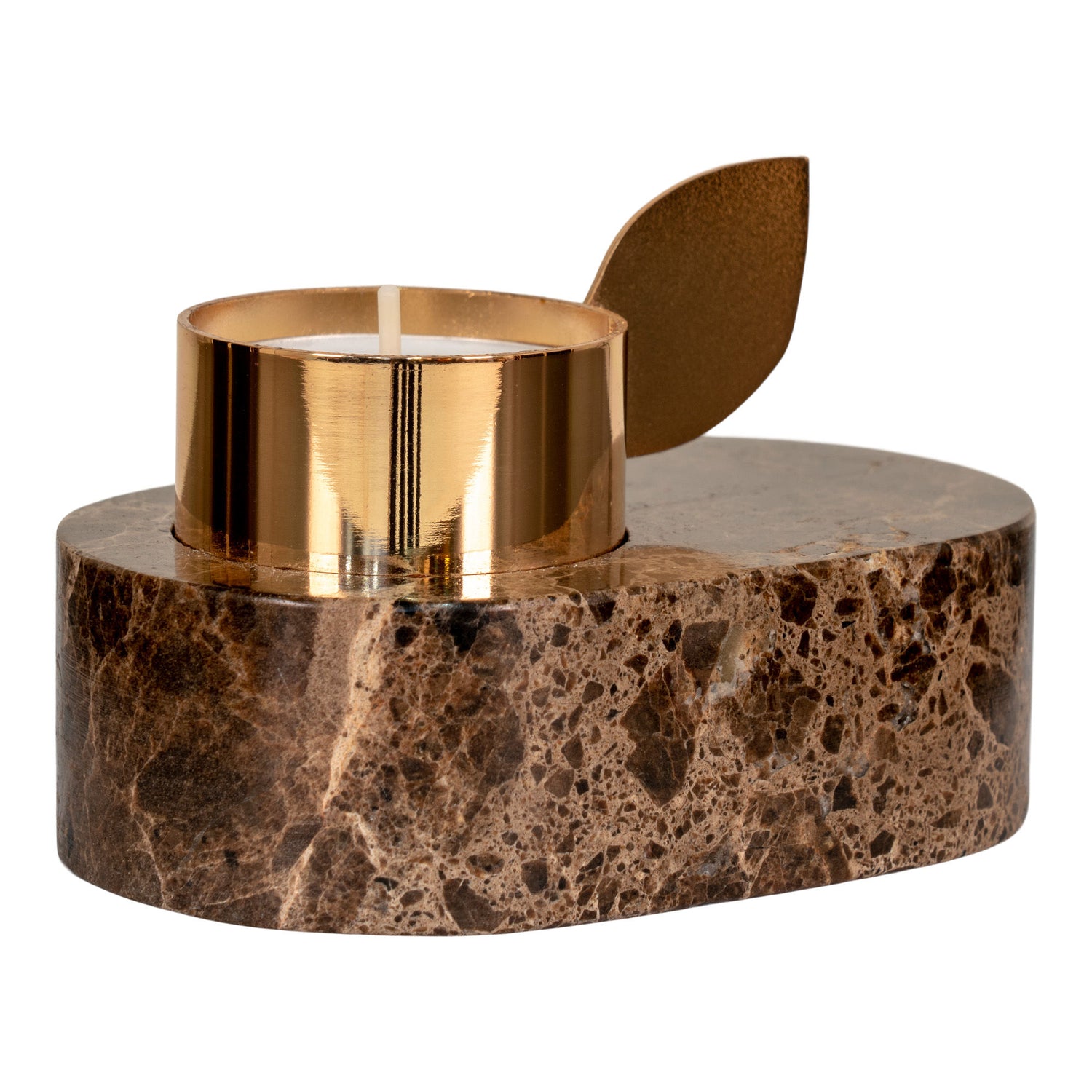 Fyrtårn scene - fyrtårn i marmor, brun, messingholder, 10x7x5,5 cm