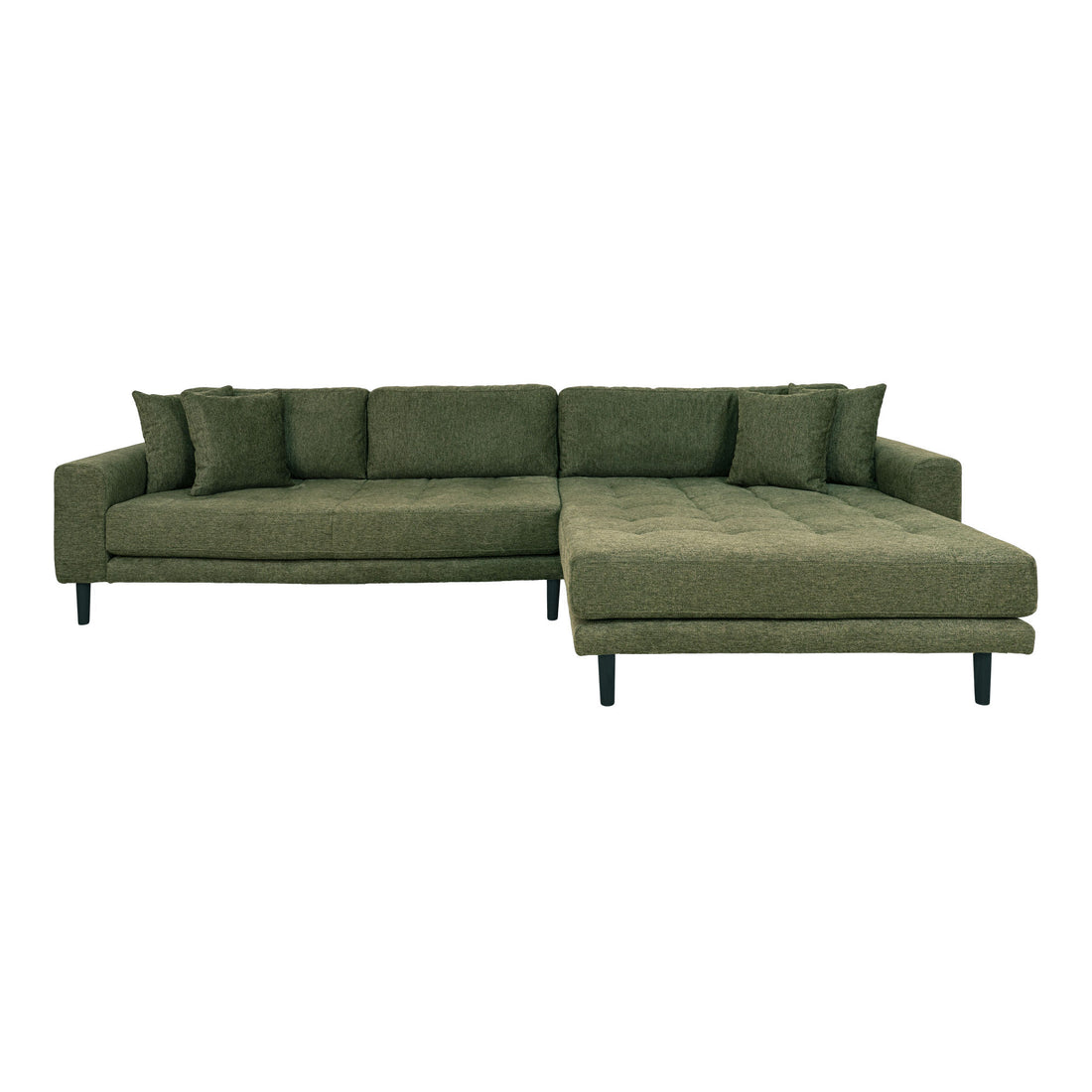 Lido Lounge Sofa - Lounge Sofa, høyre -wing i olivengrønn med fire puter og svart treben, HN1020 - 1 - PC -er
