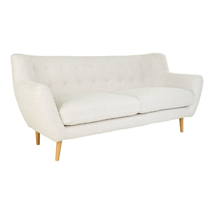 Monte 3 -Person Sofa - 3 personsofa i kunstig lambeskinn, hvit med natur treben