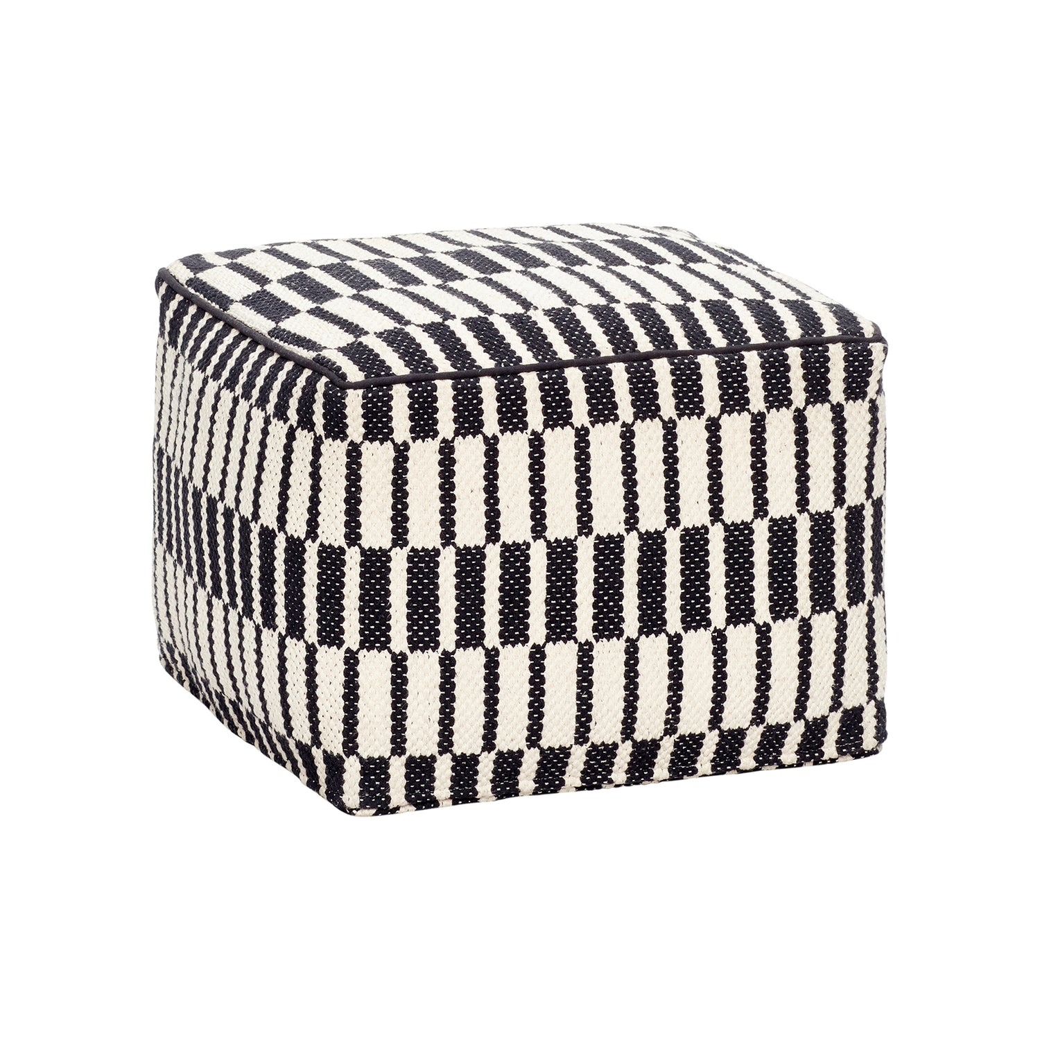 Hübsch puff med mønster - svart og hvitt bomull 45x45xh35 cm