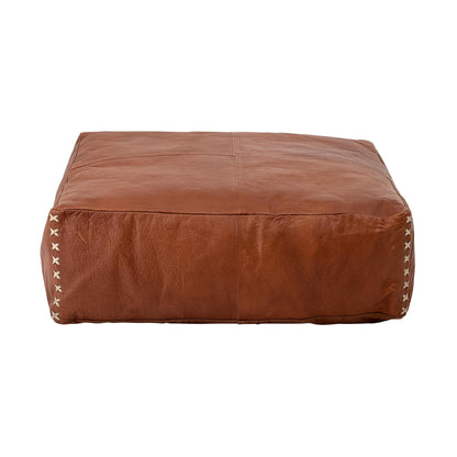 Bloomingville - Puff, brun, lær 60 × 60 cm