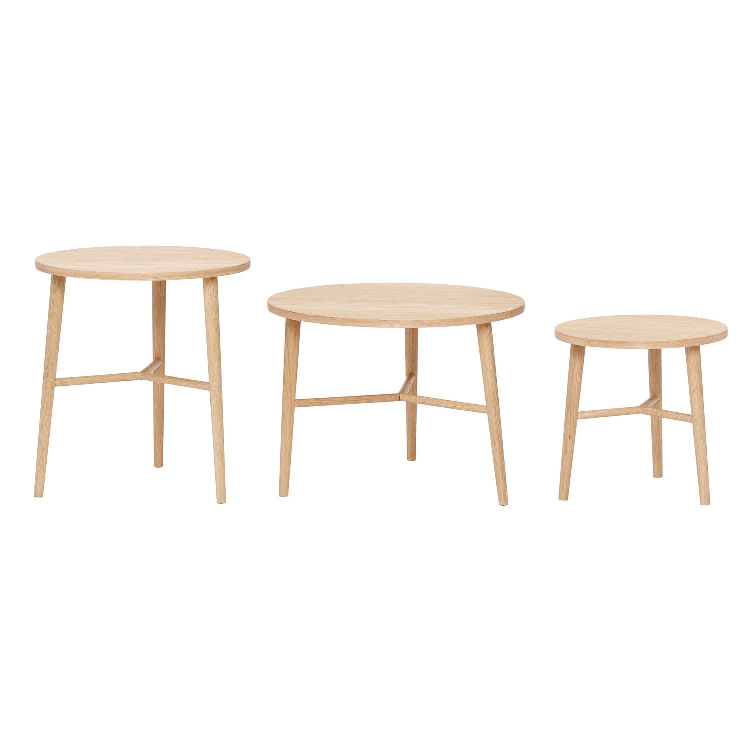 Hübsch - bord, runde, eik, FSC, natur, S/3 - Ø40XH40, Ø50XH55, Ø60XH50cm