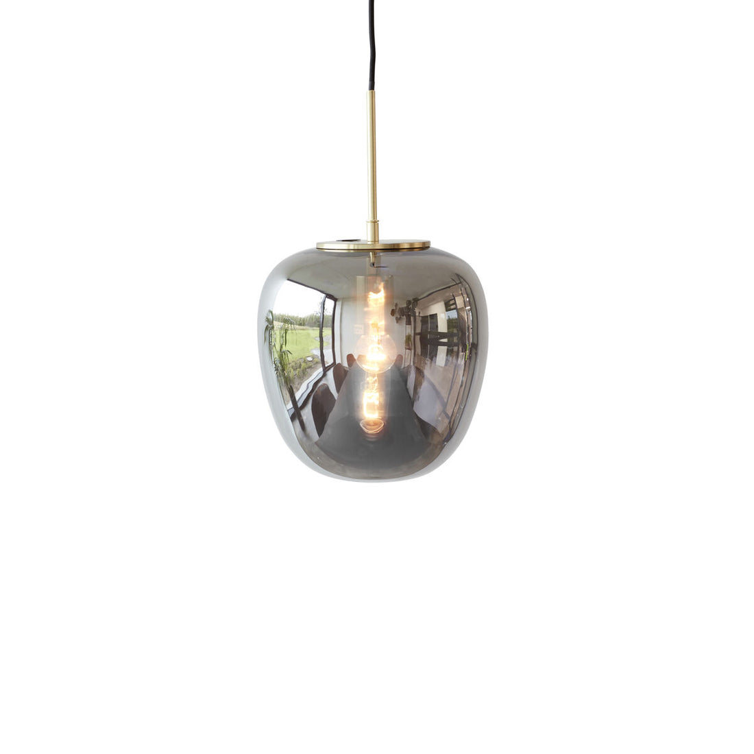 Hübsch - Lampe, glass, speil/messing - Ø30XH36cm, E27