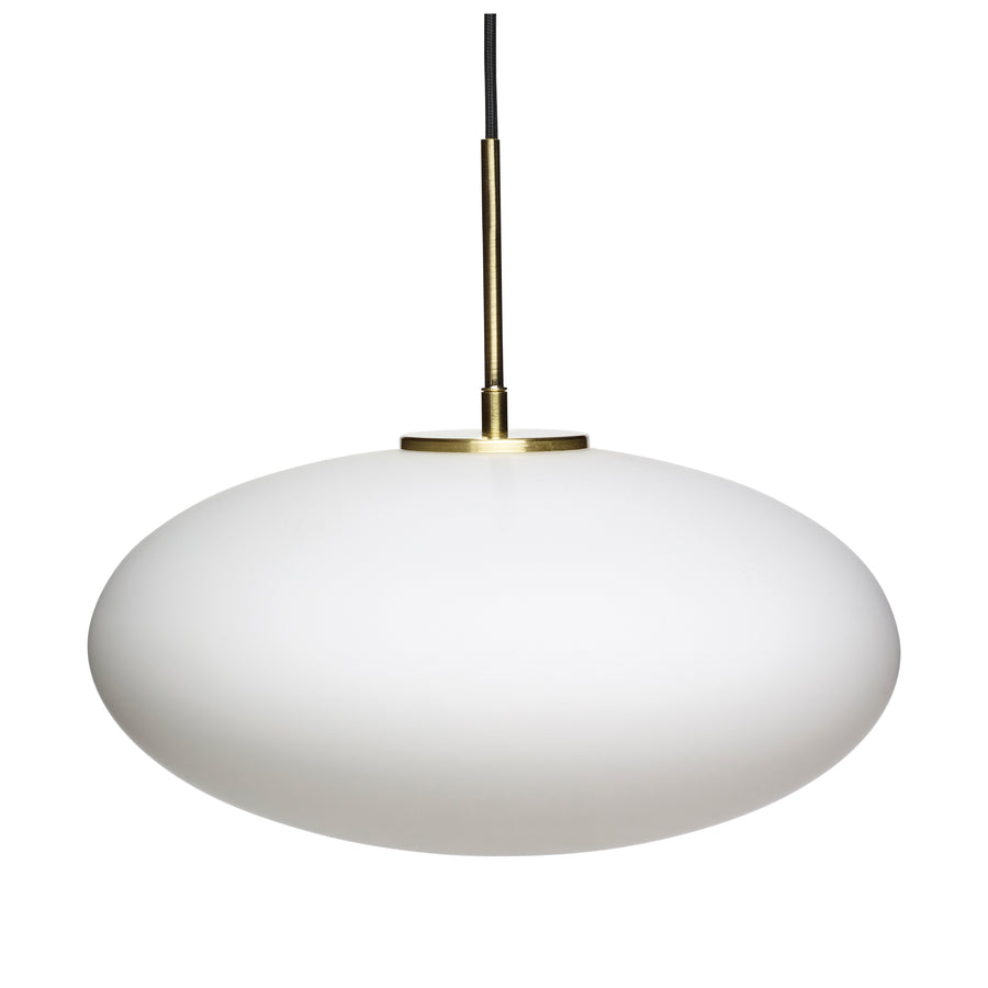 Hübsch Lampe, glas, hvid/messing - ø40xh36cm, E27/40W - DesignGaragen.dk.