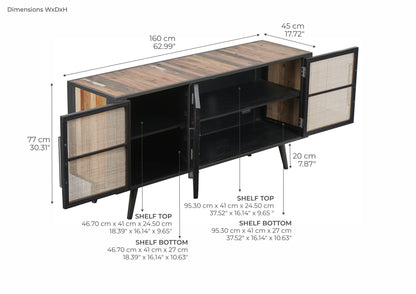 Nordic Rattan TV -bord med 3 dører