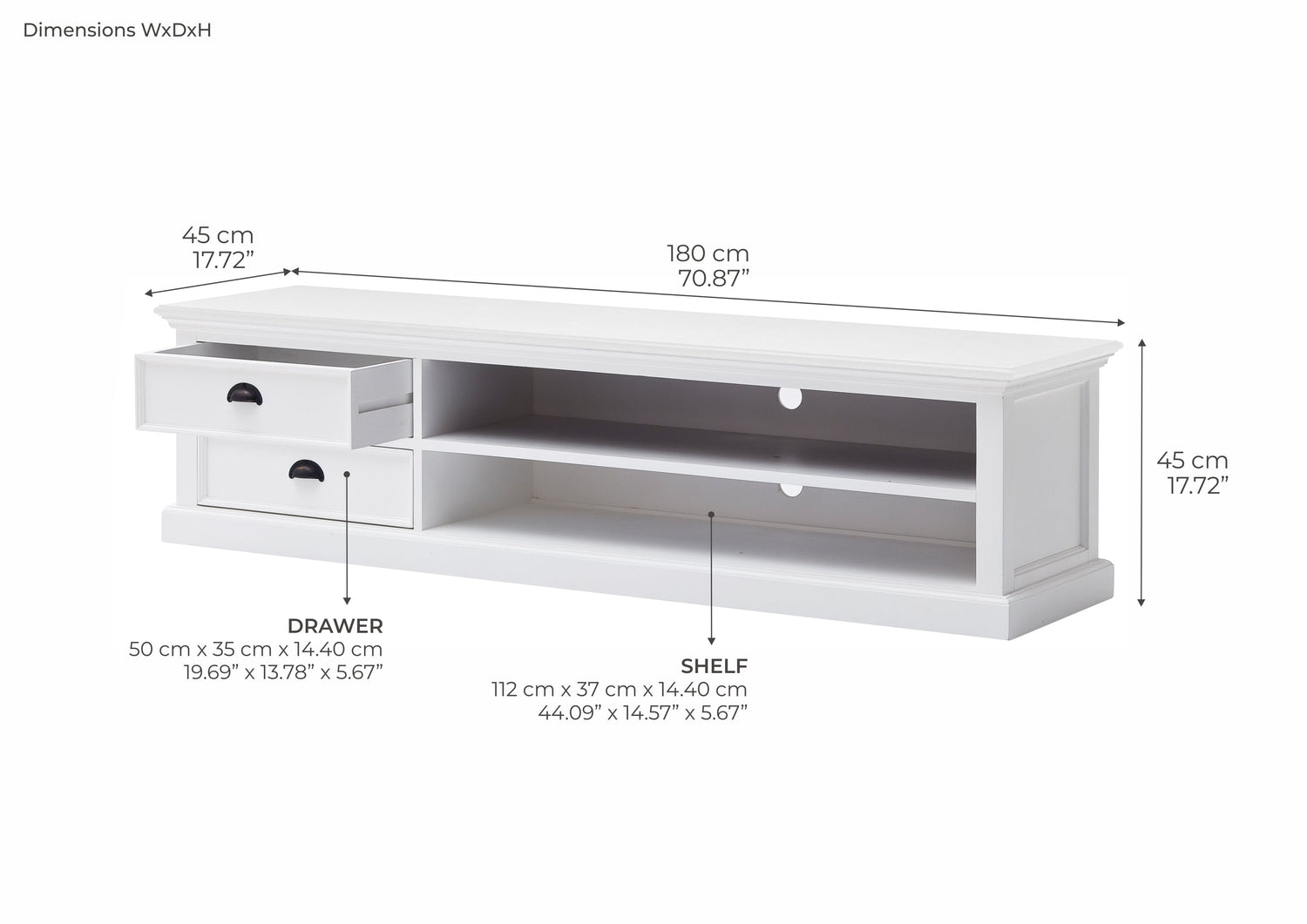 Halifax TV -bord med 2 skuffer 180,00 cm