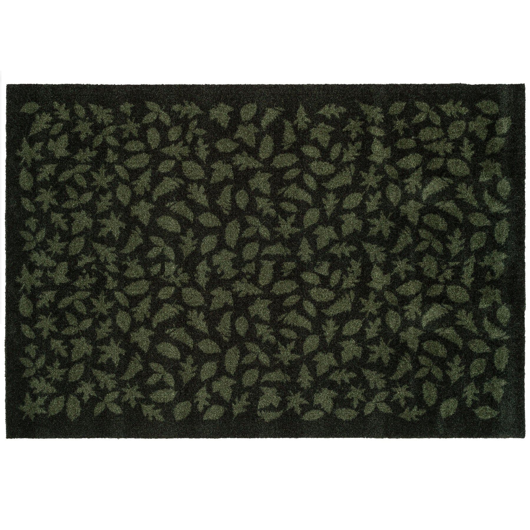 Gulvmatte 90 x 130 cm - Blader/mørkegrønn