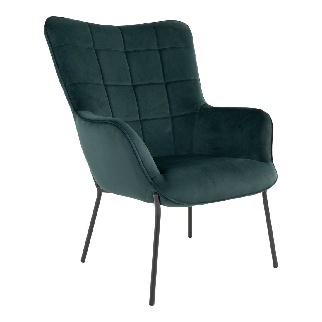 Glasgow stol - stol i grønn velour med svarte ben - 1 - PC -er
