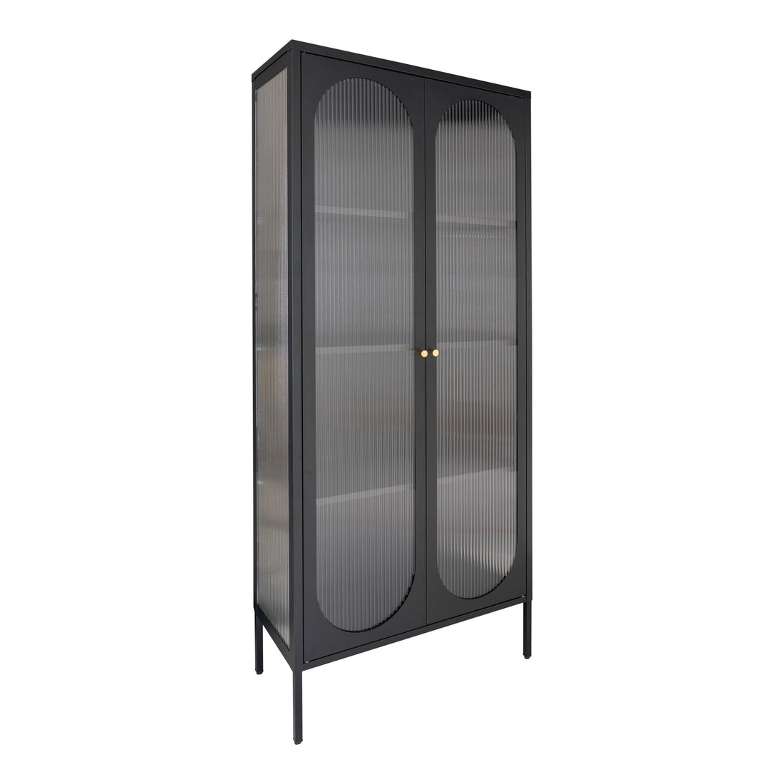 House Nordic - Adelaide - Display Cabinet in Black med riflet glassdør 35x80x180 cm - 1 - PCS