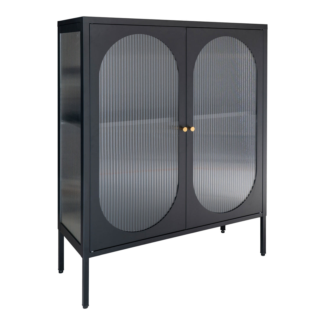 Adelaide Display Cabinet - Display Cabinet in Black med riflet glassdør 35x90x110 cm - 1 - PCS