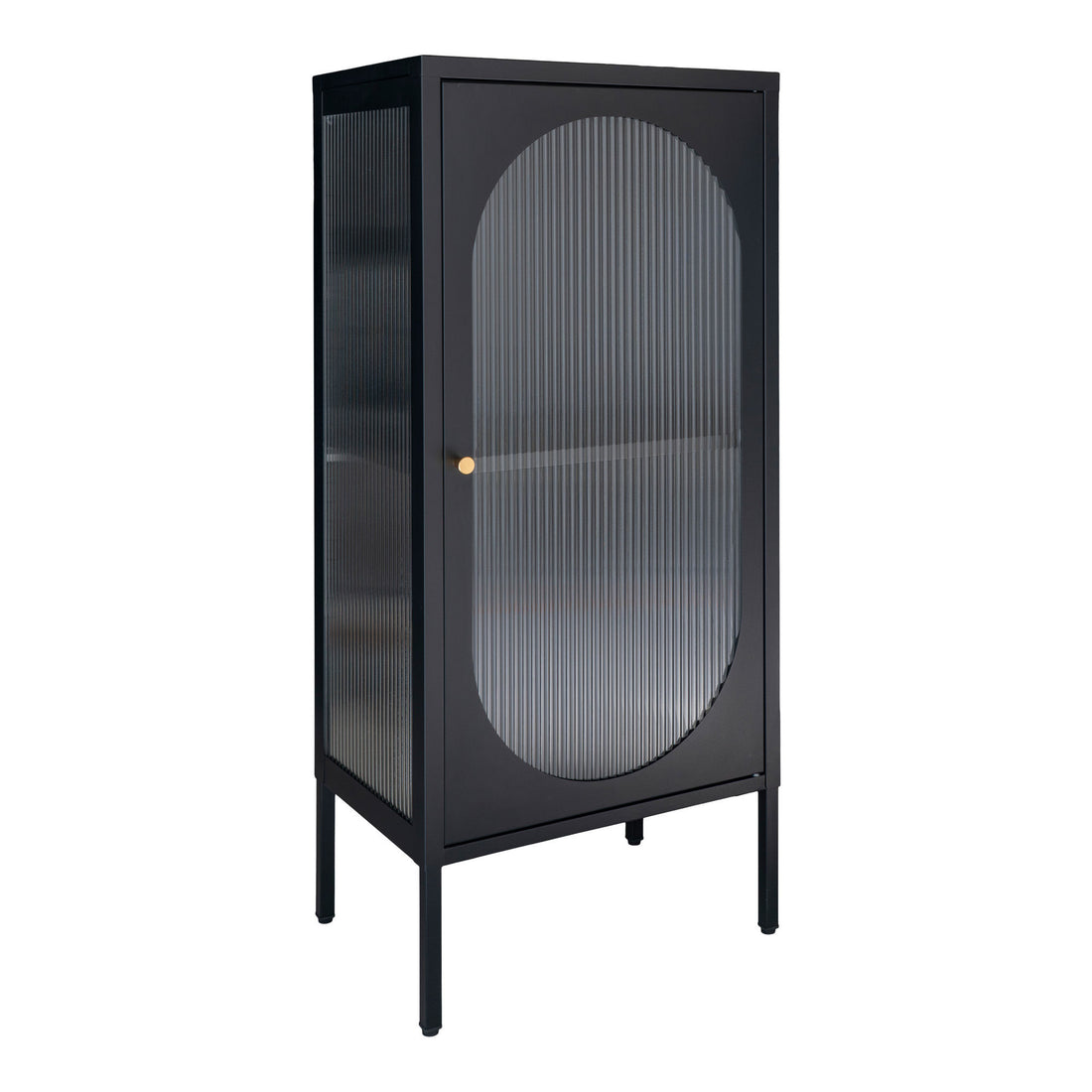 Adelaide Display Cabinet - Display Cabinet in Black med riflet glassdør 35x50x110 cm - 1 - PC -er