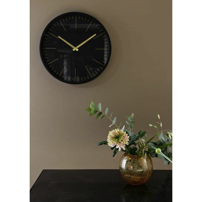 Nordal Onyx Wall Clock with Glass - Ø45 cm - Svart/messing