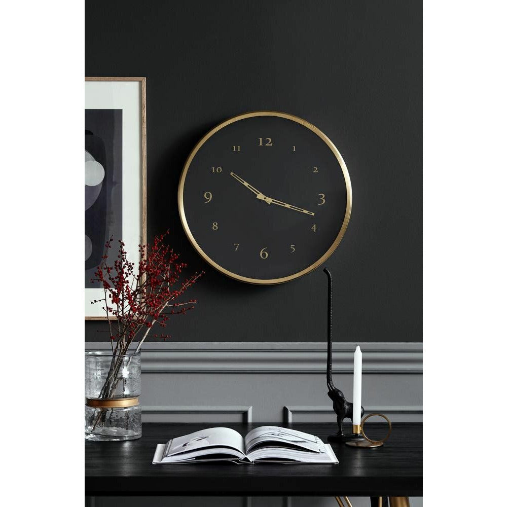 Nordal Metal Wall Clock with Glass - Ø51 cm - Svart/messing