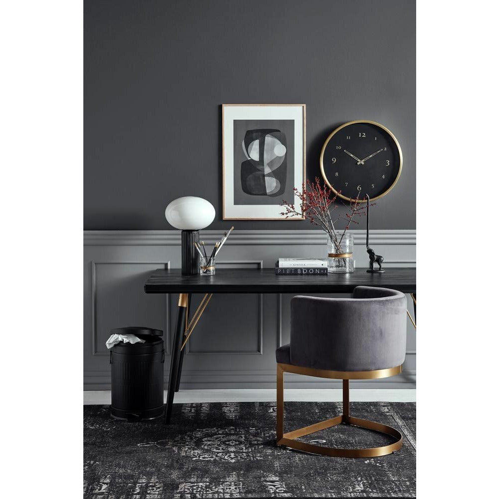 Nordal Metal Wall Clock with Glass - Ø51 cm - Svart/messing