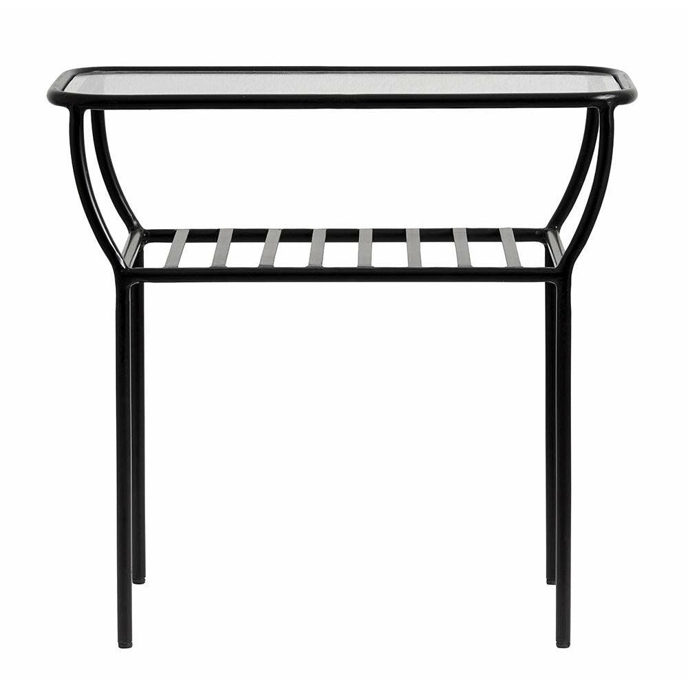 Nordal chic sidebord / nattbord i jern med glass - 50x25 cm - svart