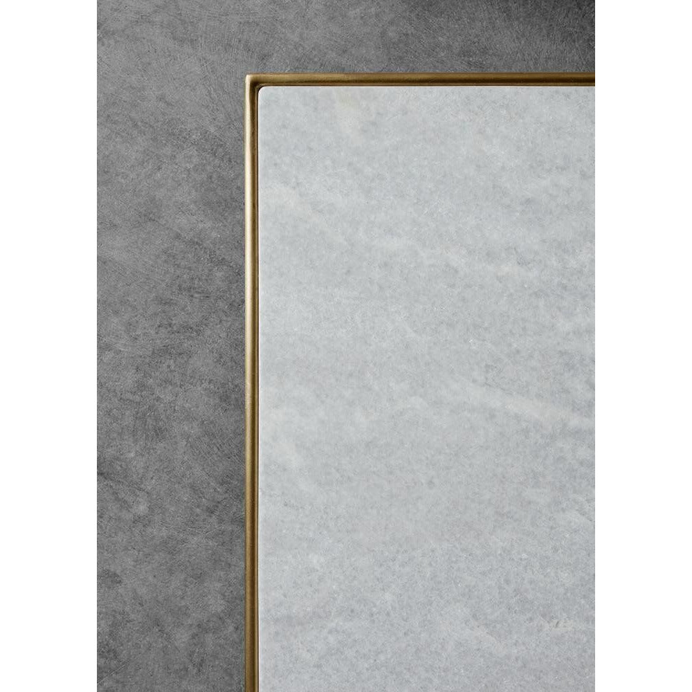 Nordal tidløst salongbord i jern og marmor - 90x60 cm - hvit/messing