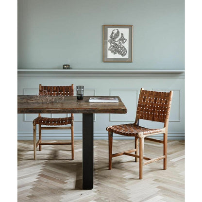 Nordal Vintage spisebord i tre og jern - 220x100 - Natur/svart