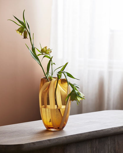 Nordal A/S HALKI vase, rav/hvit stripe