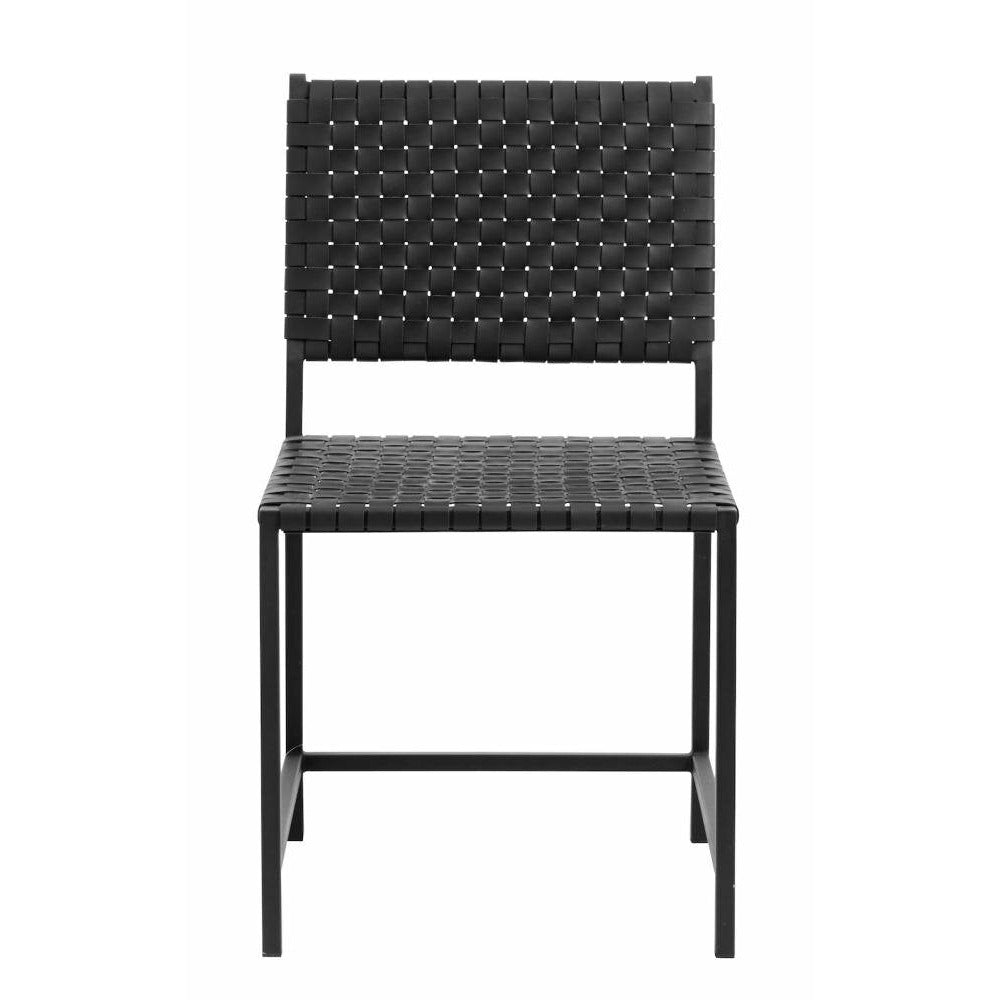 Nordal spisebordstol i flettet skinn med jernramme - svart