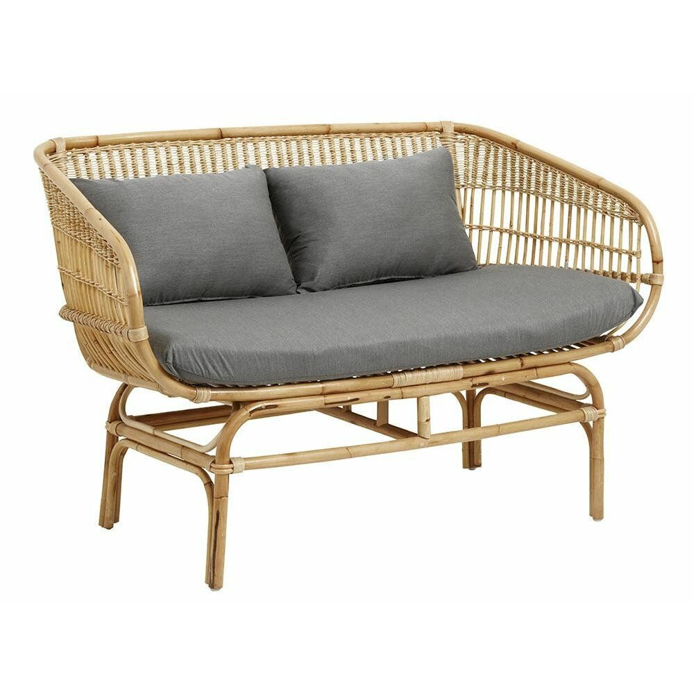 Nordal Bali sofa i rotting med puter - L138 cm - Natur/grå