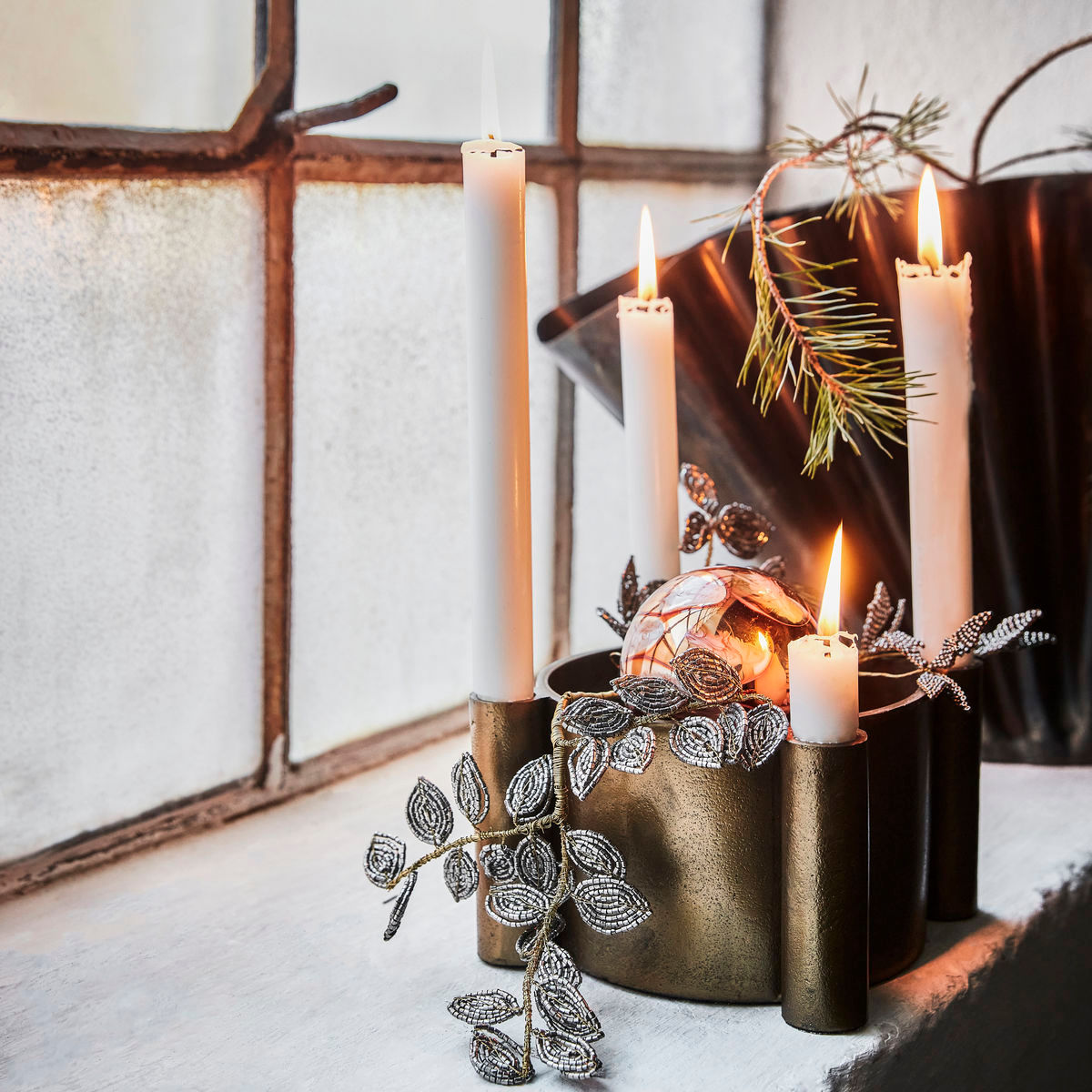 Huslege juledekorasjoner, perle, grå/gull