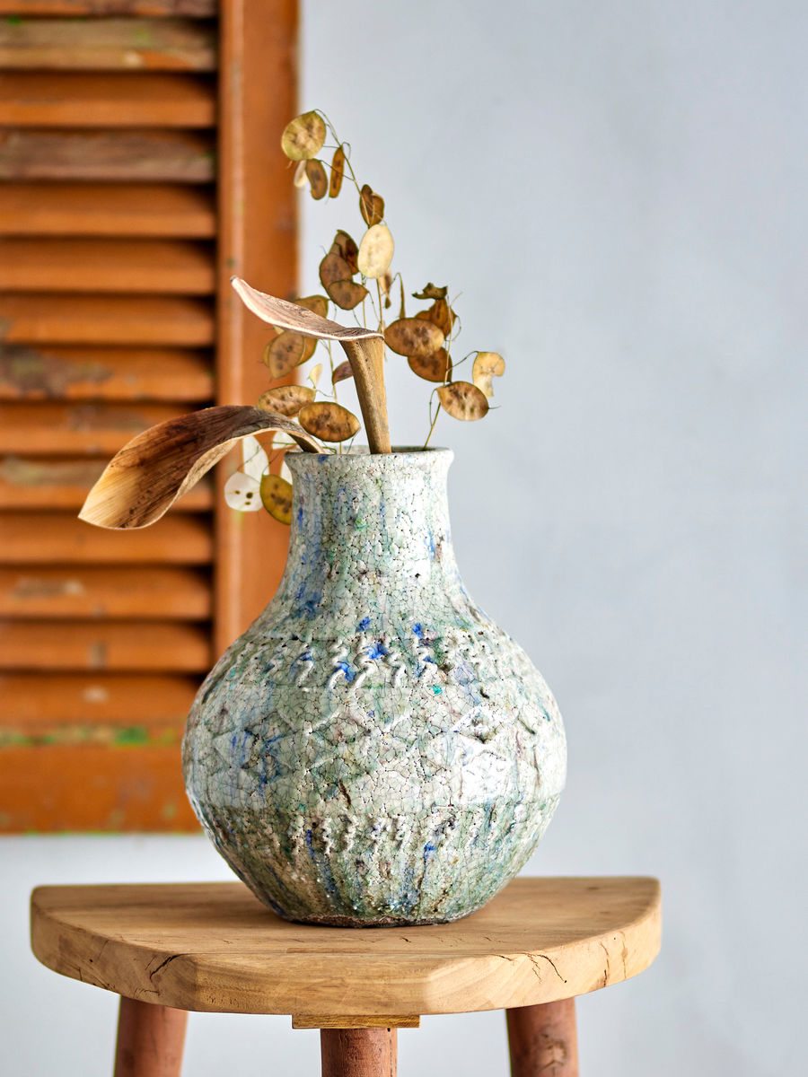 Creative Collection Niin Deko Vase, Blue, Terracotta